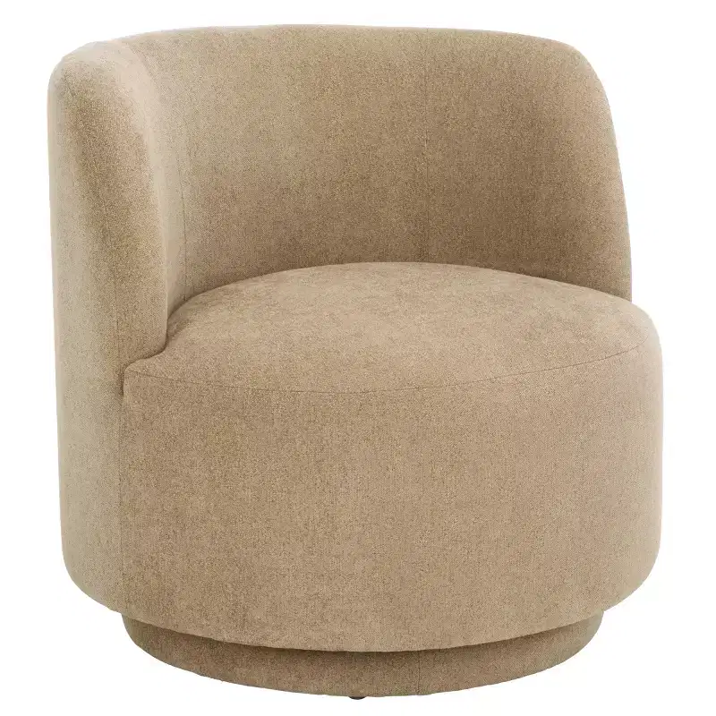 Swivel Accent Chair, Armless Linen Upholstered, 360-Degree Rotation, Wood Frame, 275LBS