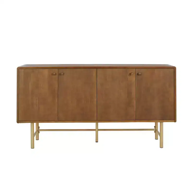 Christopher Knight Home Vincent Contemporary Metal Base Sideboard Buffet Cabinet with Two Adjustable Shelves