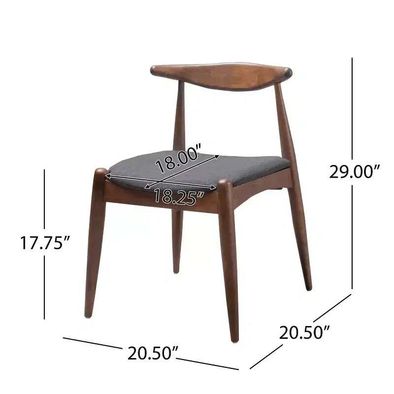 GDFStudio Virgil Mid Century Modern Fabric and Rubberwood Dining Chairs (Set of 2)