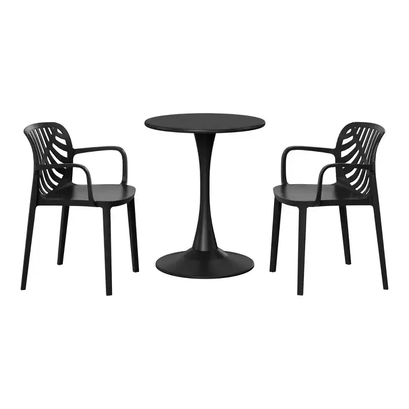 WestinTrends Playa 3-Piece Outdoor Indoor Metal Patio Dining Table Set With Stackable Patio Chairs