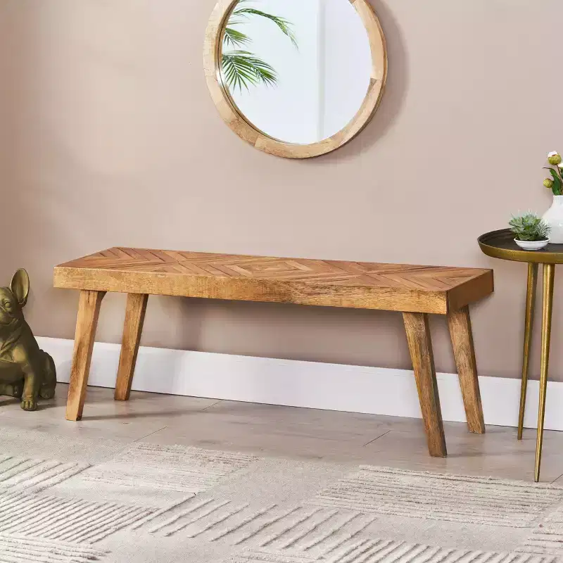 Boho Handmade Mango Wood Bench