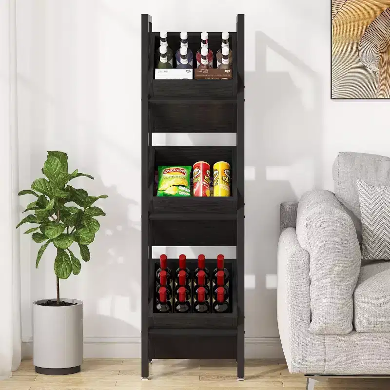 3 Tier Vertical Wood Bin Shelves