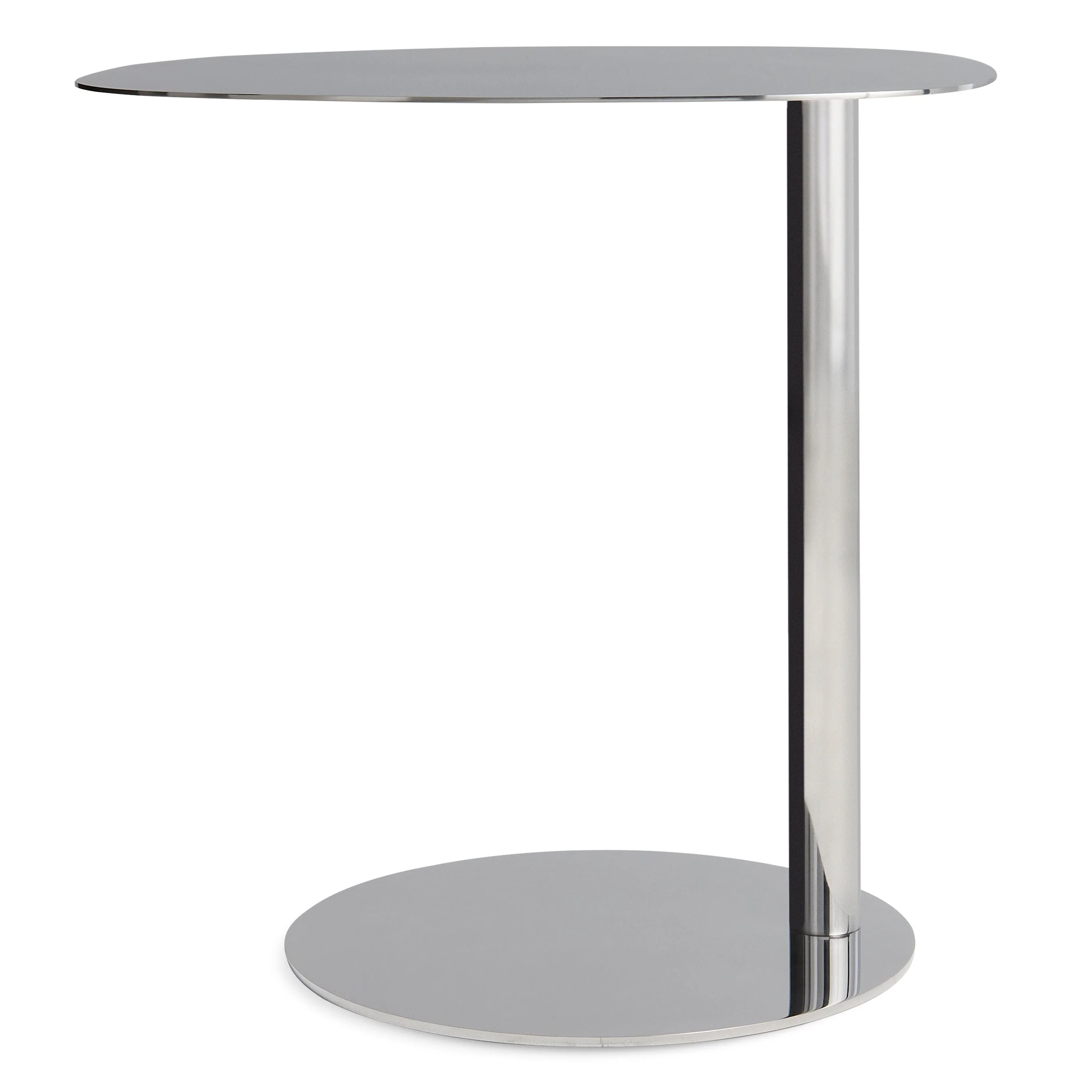 Modern Polished Steel End Table with Organic Top & Round Base for Living Room