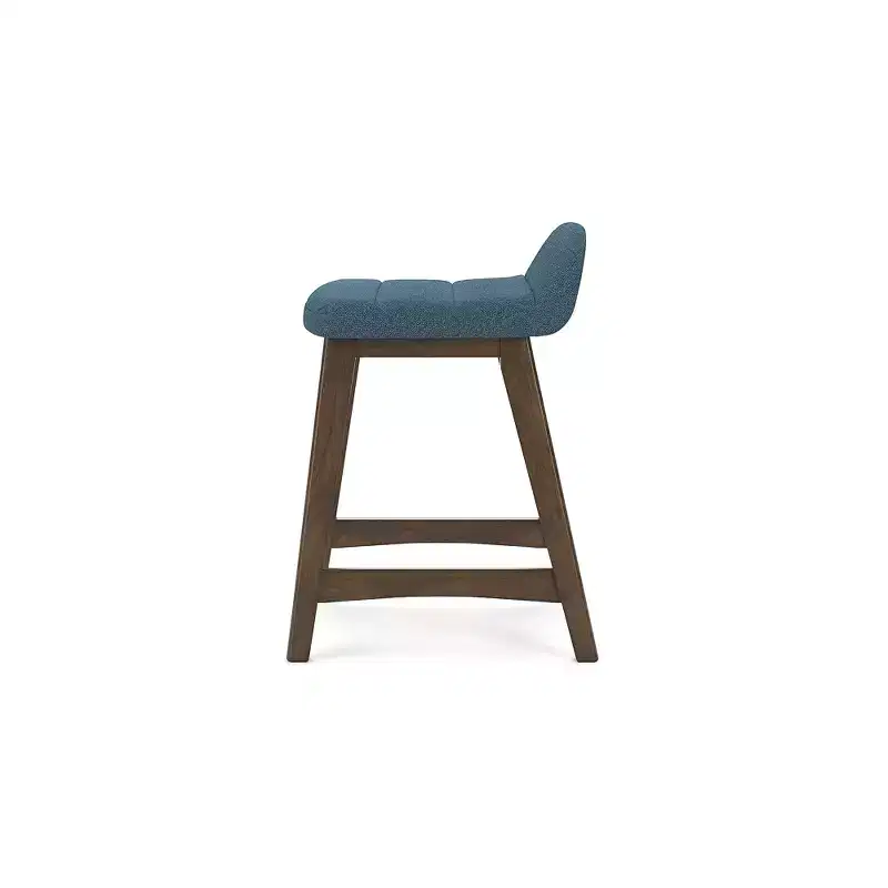 Signature Design by Ashley Lyncott Counter Height Upholstered Barstool with Foam Cushion, Set of 2, Blue