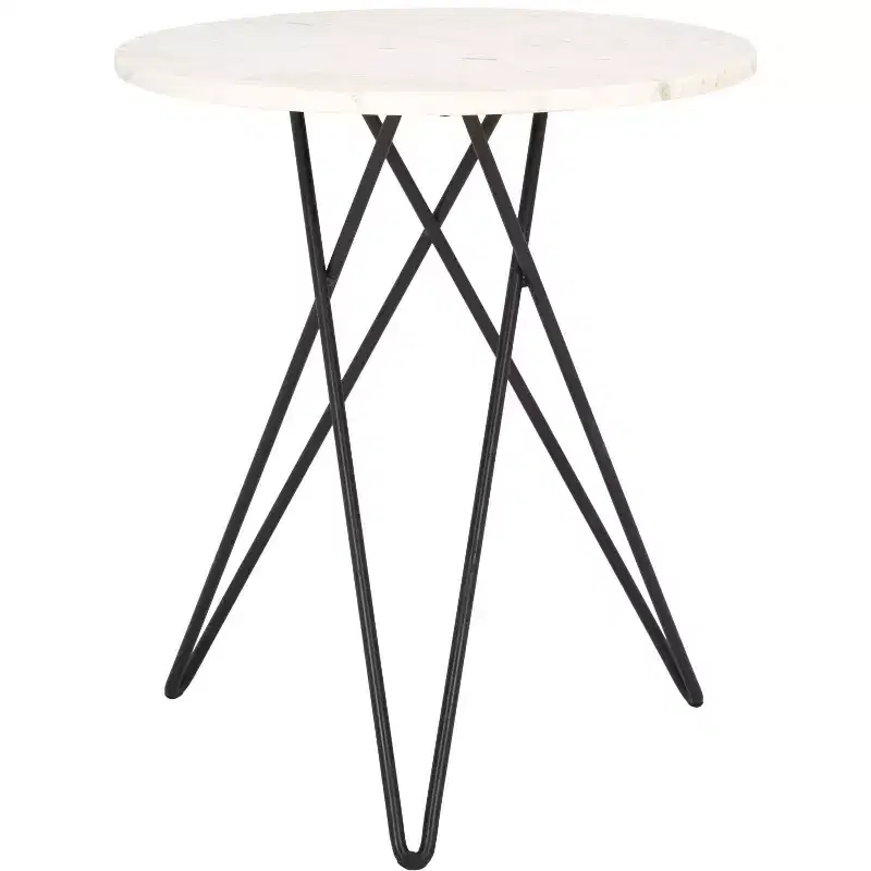 Marble Side Table White Marble/Black