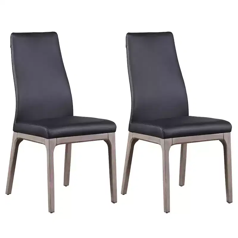Chintaly,Modern Contour Back Upholstered Side Chair with Solid Wood Base - 2 Per Box