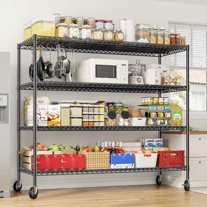 HOMDOX 2400LBS 4-Tier Heavy Duty Metal Storage Rack, 60W x 18D x 72H Adjustable Wire Metal Shelves for Storage, Free Standing Storage Shelf Units
