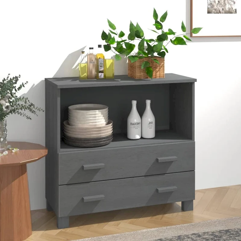 vidaXL Sideboard Buffet Console Cabinet for Bedroom HAMAR Solid Wood Pine - 33.5x13.8x31.5