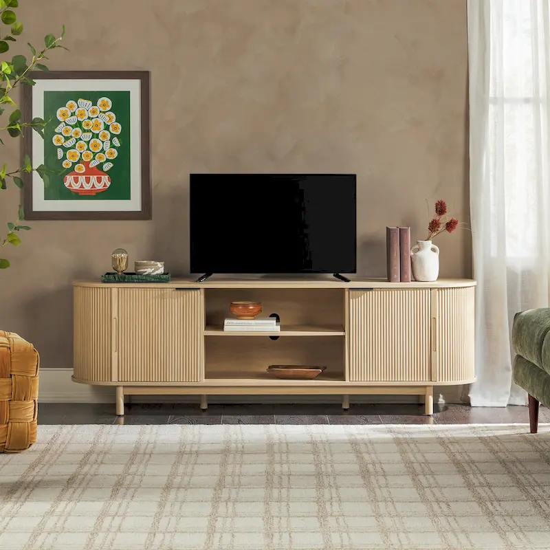 Middlebrook Designs Modern Reeded 70-inch TV Stand with Open Storage