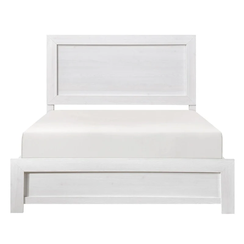 Eby California King Bed, Rustic Farmhouse Style, White Finish Wood Veneer