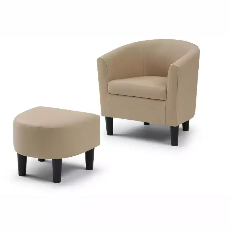 Passion Furniture Salem Faux Leather Accent Chair with Ottoman