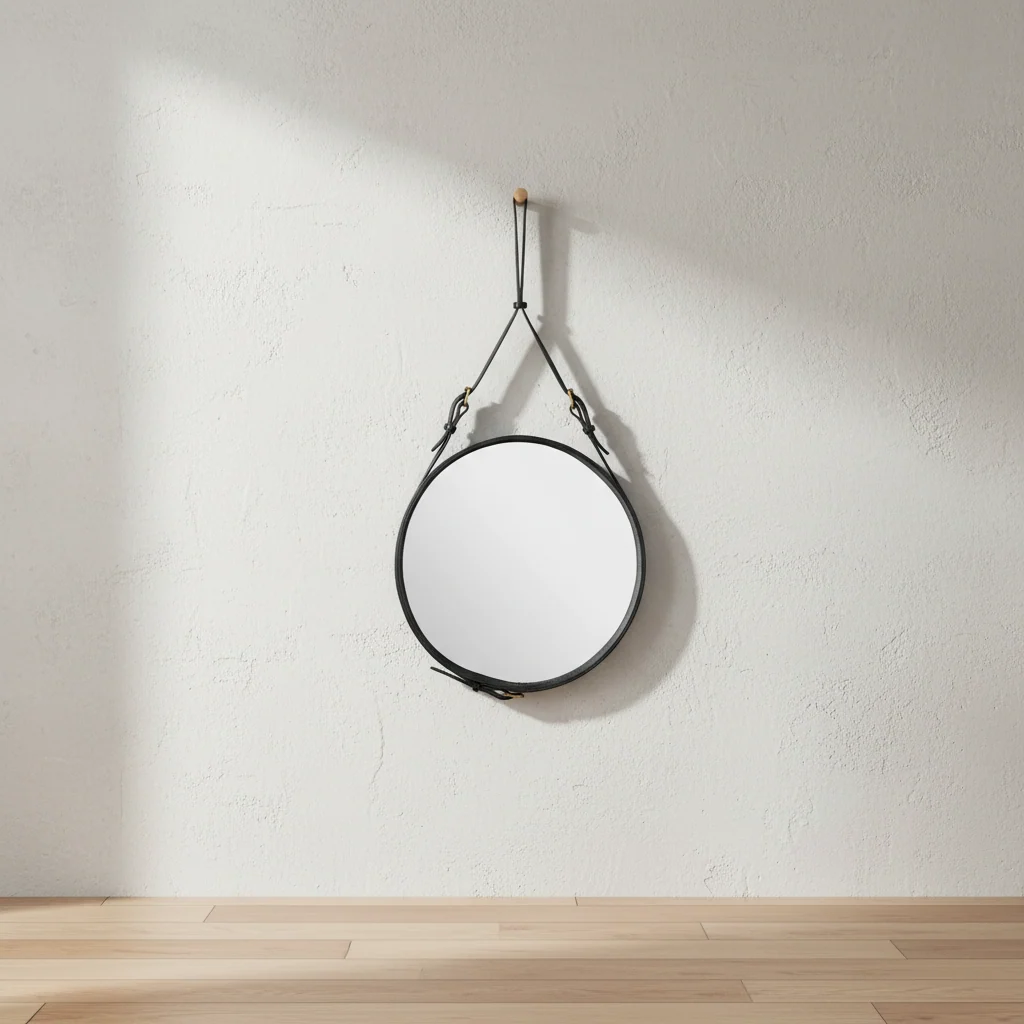 Minimalist Black Metal Frame Circular Wall Mirror for Living Room or Bathroom
