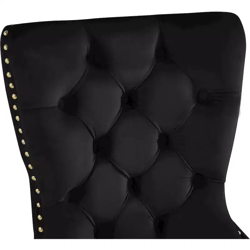Velvet Dining Chair with Gold Frame, Set of 2 – Black/Cream/Gray
