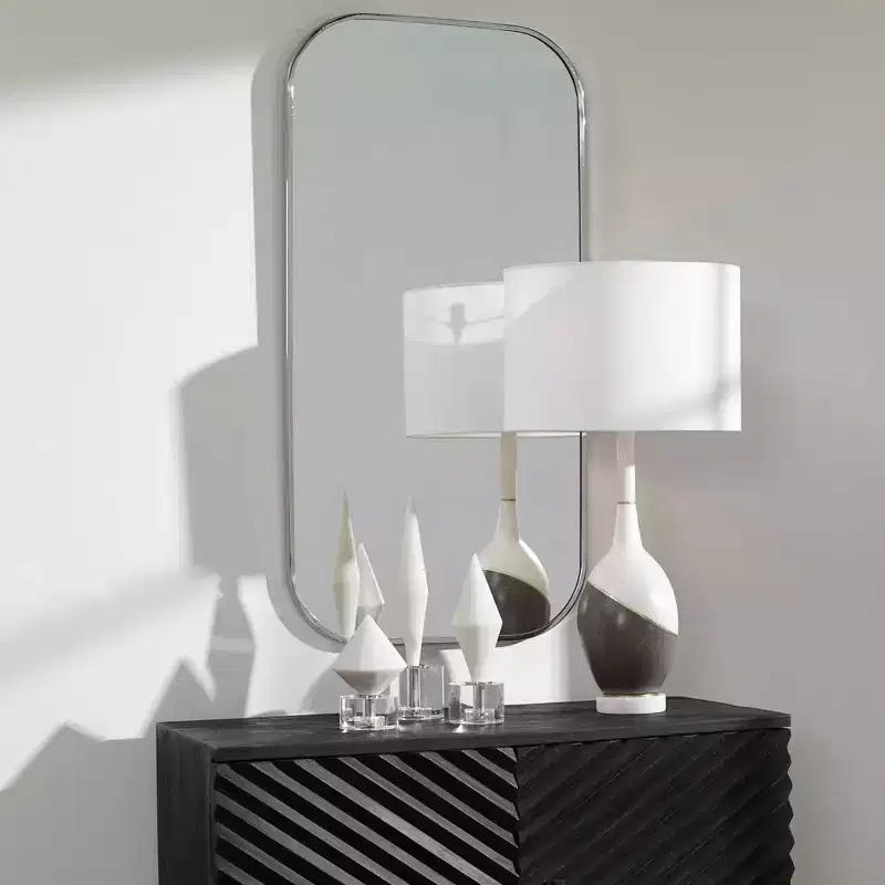 41 x 21 Polished Nickel Rectangular Wall Mirror