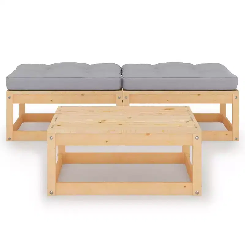 vidaXL Garden Lounge Set Grey, Pinewood