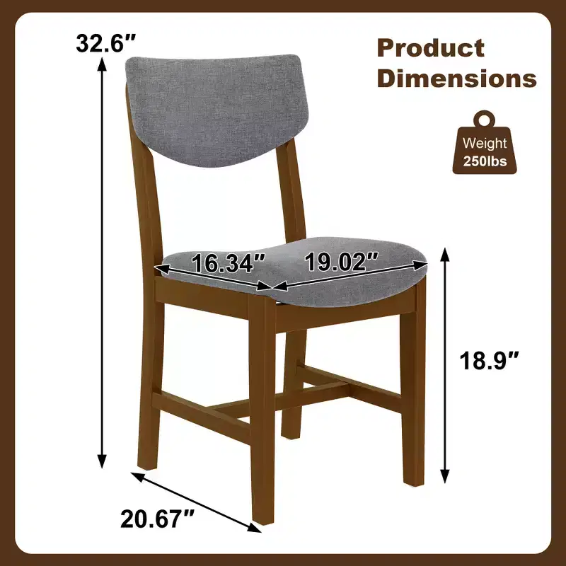 5-Piece Rustic Dining Set with Wood Table and 4 Upholstered Chairs in Espresso