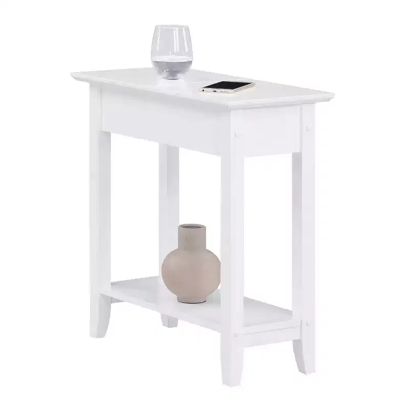HomeStock Belmont Flip Top End Table with Concealed Storage Compartment, Straight Legs and Sleek Narrow Design for Any Living Room