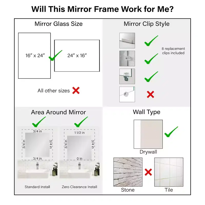 Amanti Art Mirror Makeover Bathroom Mirror Frame Border Kit - Fully Assembled Peel and Stick Frame - Mirror NOT Included - Cabinet White Narrow Trim