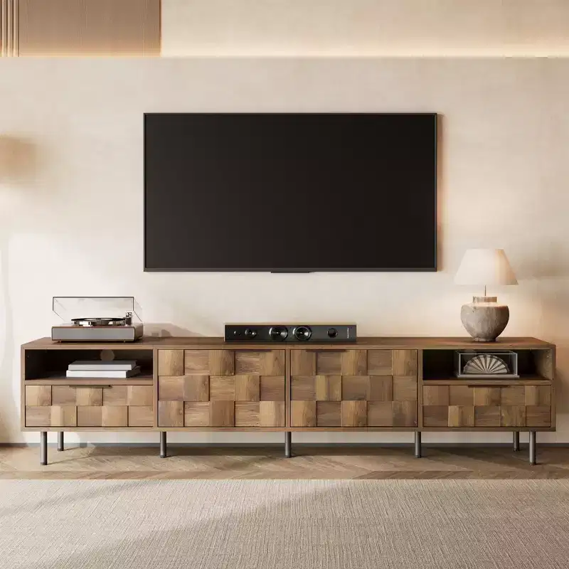 Mid Century Modern TV Stand with 2 Drawers and Cable Management