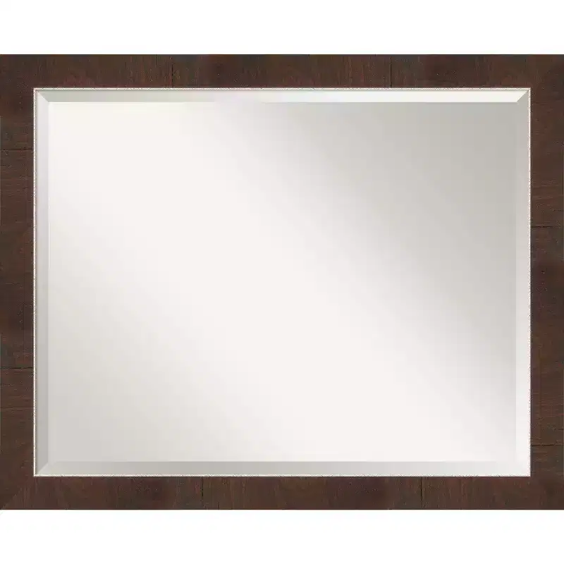 31" x 25" Wildwood Narrow Framed Wall Mirror Brown - Amanti Art
