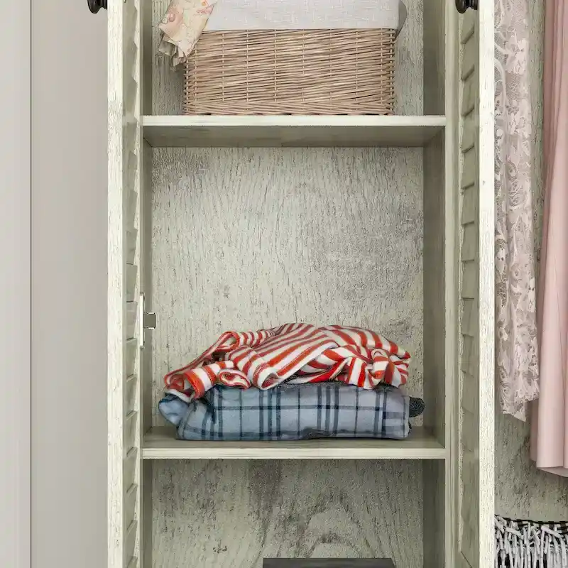 Wardrobe Armoire Closet 59W Large Freestanding Wardrobe Cabinet White