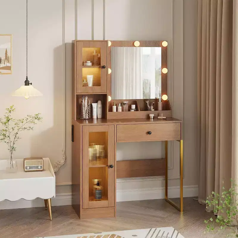 Makeup Vanity Desk with Mirror & Adjustable LED Lights