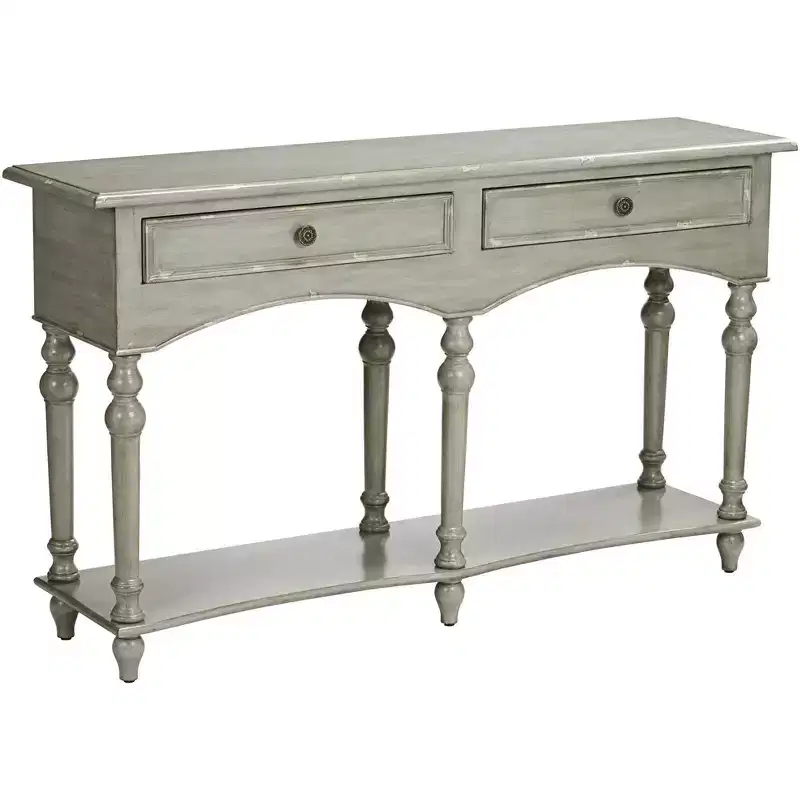 Crestview Collection Traditional Wood Rectangular Console Table 62 x 16 with Drawer Antiqued Gray Turned Legs Living Room Home