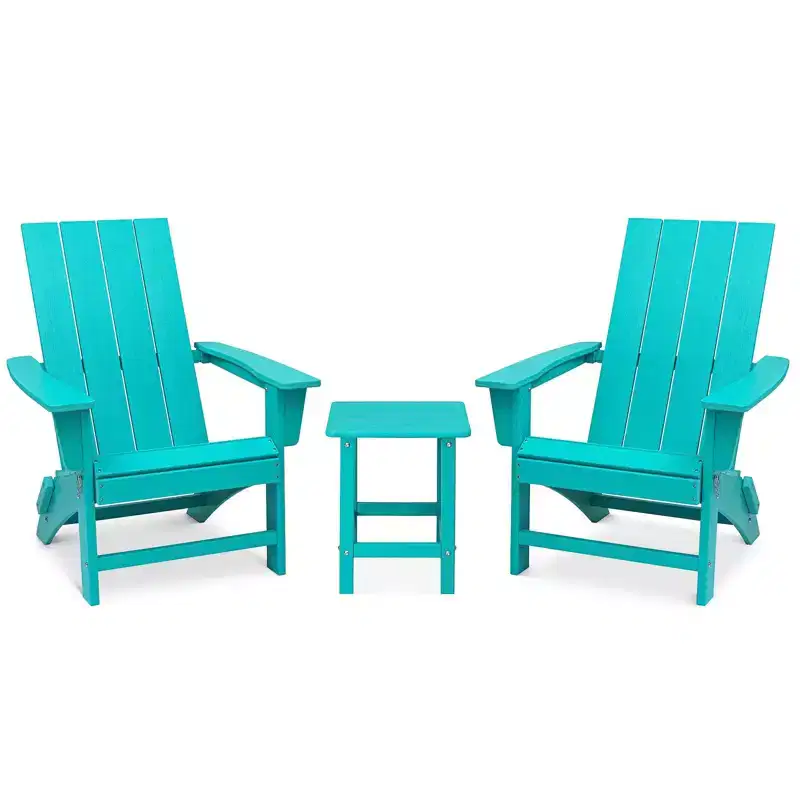GARPROVM 2 Upgraded Folding HDPE Adirondack Chairs with Side Table Weather-Resistant For Outdoor
