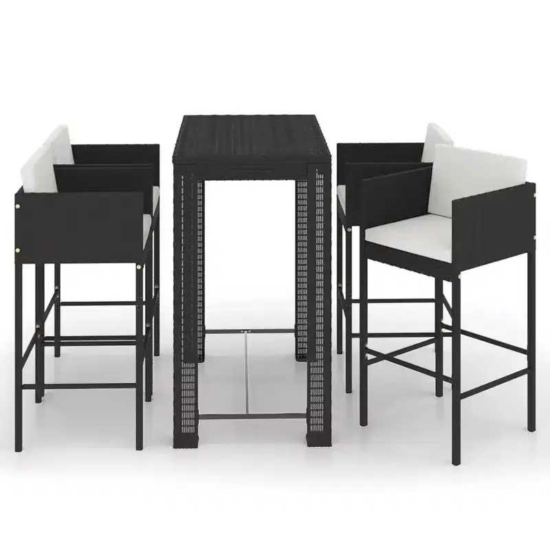 vidaXL Patio Bar Set with Cushions Poly Rattan Seating Multi Colors