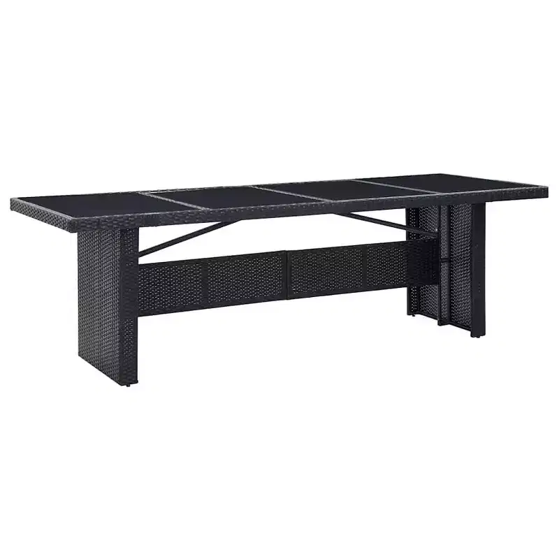 vidaXL Outdoor Dining Set with Cushion 11 pcs Black Poly rattan