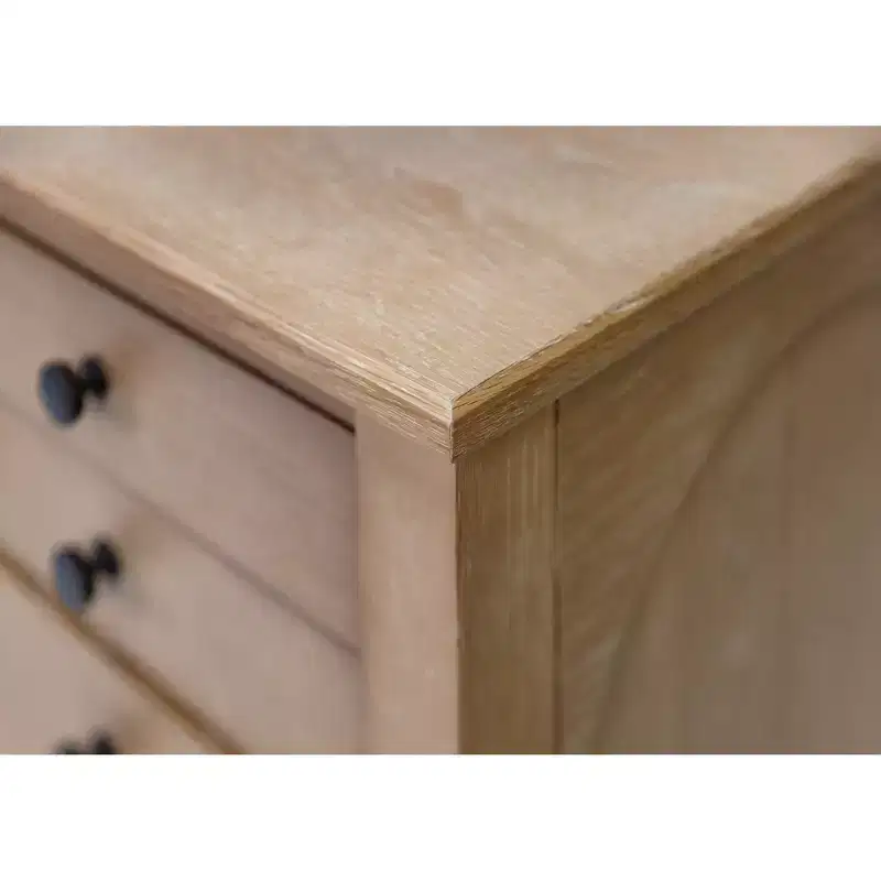 Modern Wood Credenza and Hutch Laurel Collection Light Brown - Martin Furniture: Wire Brushed, Arched Panels