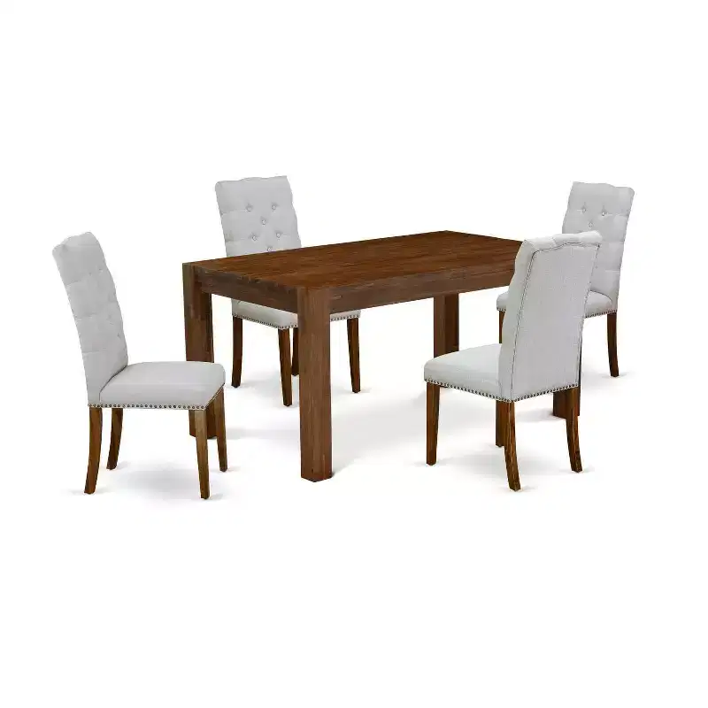 5-Piece Multi-Color Solid Wood Top Rectangular Button Tufted Upholstered Dining Room Set (Seats-4)