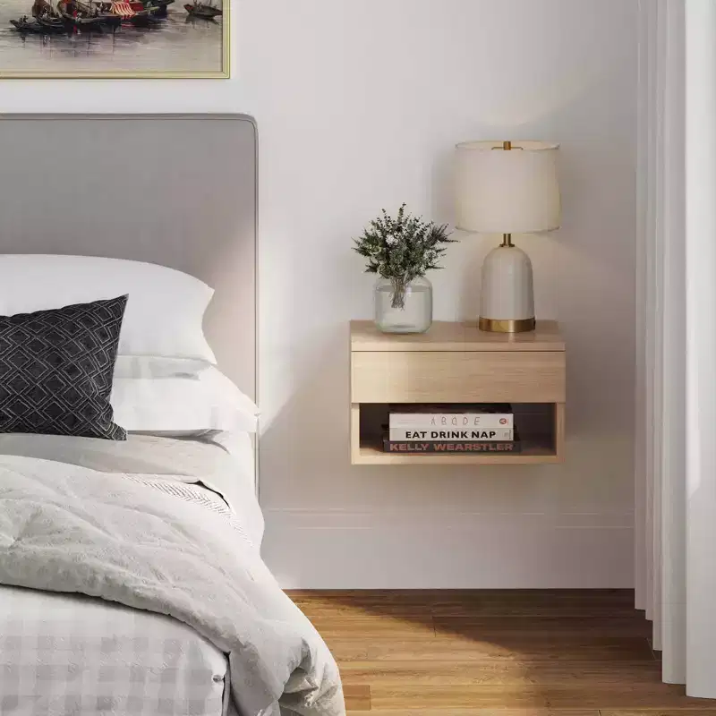 Wall Mount Shelf Side Table, Brown Wood Composite