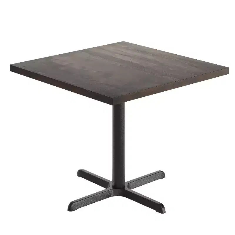 Flash Furniture Bennett Square Solid Wood Commercial Indoor Tabletop with 30 x 30 Dining Height Rust-Resistant Cast Iron X-Base