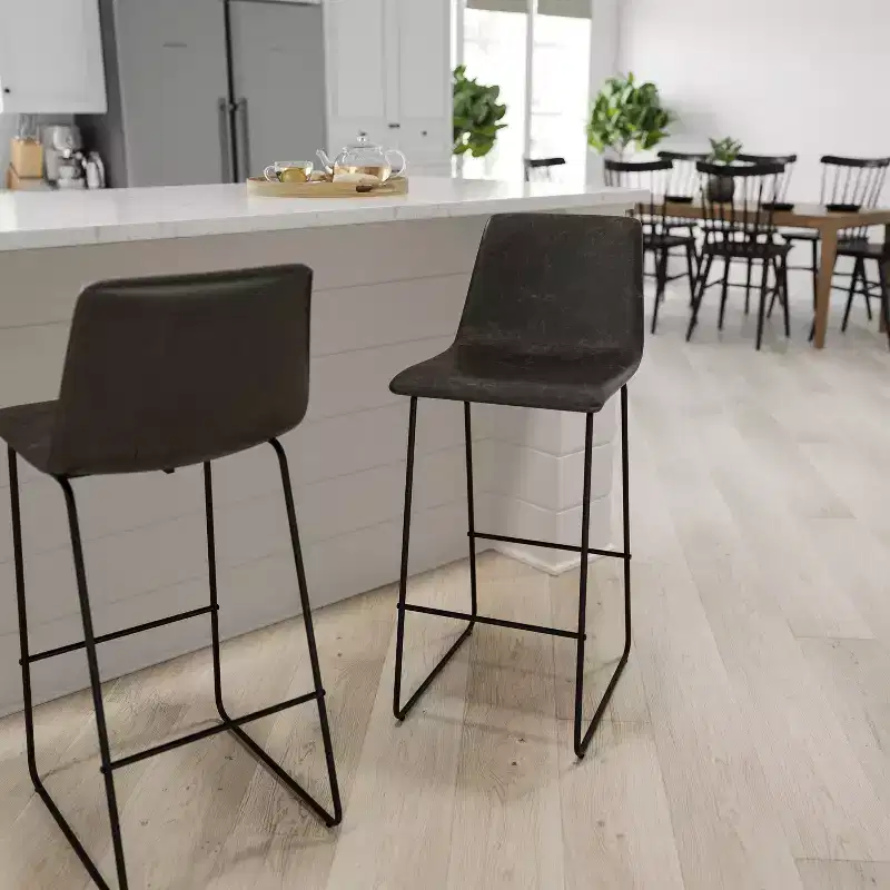 Merrick Lane 30 inch Faux Bar Height Bucket Seat Stools, Set of 2