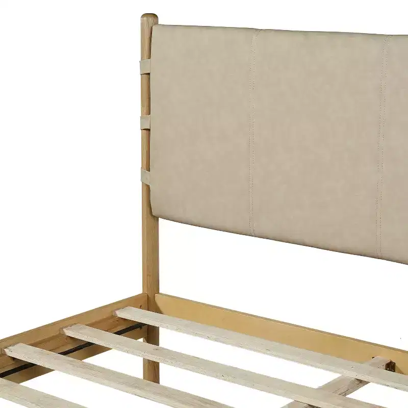 Christopher Knight Home Evelyn Mid-Century Modern Rubberwood Bed with Upholstered Headboard