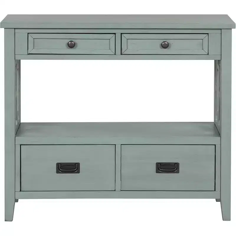 36 Inch Console, Farmhouse Entry, Solid Wood Sideboard Buffet Cabinet, Sofa Table with 4 Drawers & 1 Storage Shelf for Entryway, Hallway Kitchen