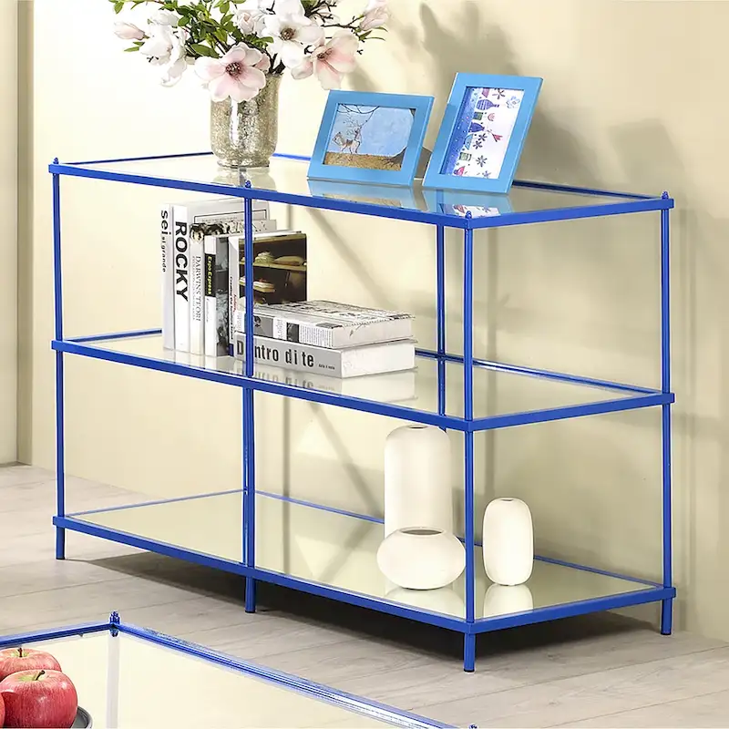 Contemporary 42-inch Glass 2-Shelf Sofa Table