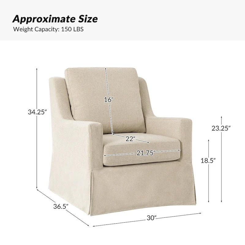 Stan Farmhouse Slipcover Rocking Swivel Chair Set of 2 by HULALA HOME