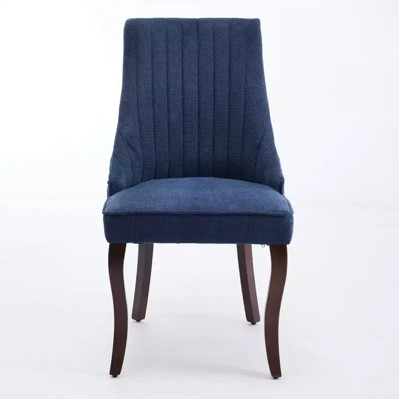 CLIHOME Set of 2 Rayon Cloth Flocking Linen Dining Chairs Channel Kitchen Dinner Chair Comfy Fabric Upholstered Accent Chair