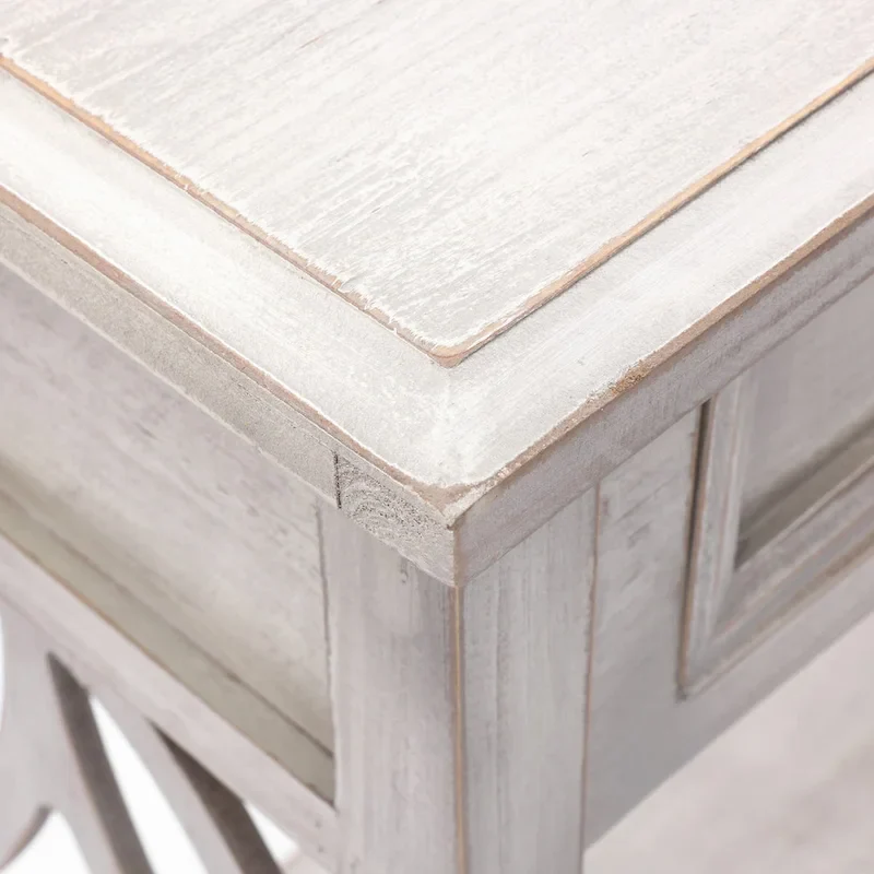 2-Drawer 1-Shelf Console Table, Grey Washed Wood, 32.7