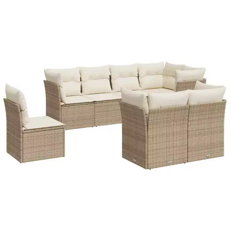vidaXL Garden Sofa Set Rattan, Cushions