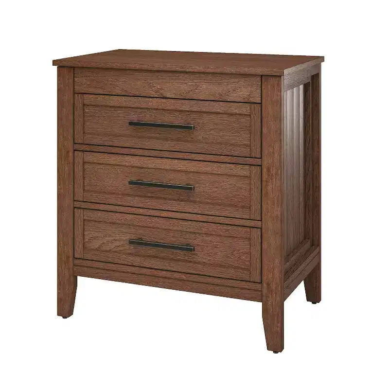 Yaran 3 Drawer Nightstand-BLACK