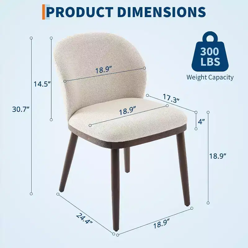 Acekool Set of 2 Retro Chairs - PU Leather Seats w/Steel Frame, Walnut Accent Backs, Cream for Small Spaces