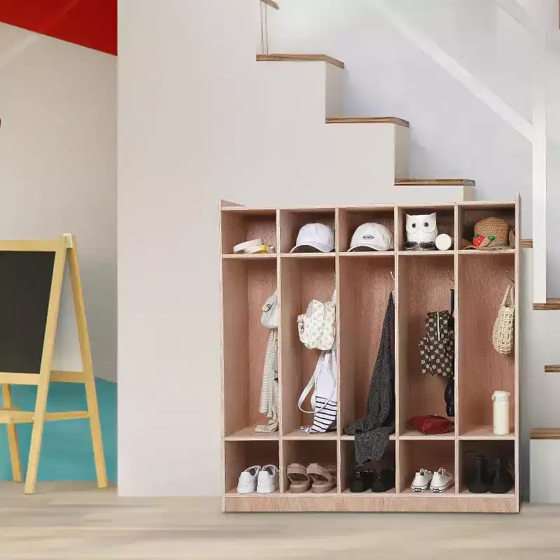 Kids Storage Locker, Rolling Coat Rack with Hooks and Cubbies, Child-Safe Design, for School, Classroom, Mudroom, Daycare