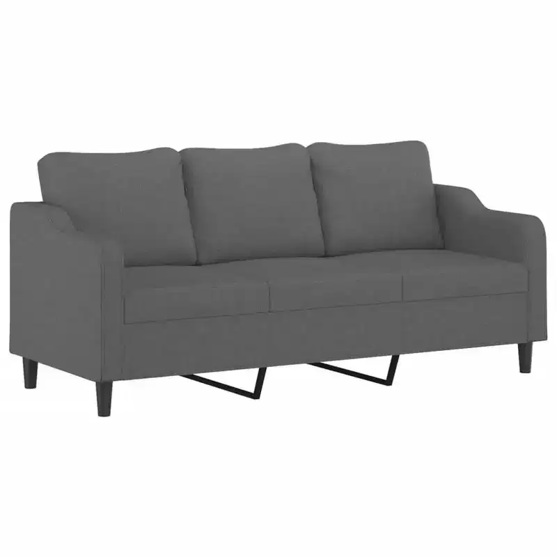 Modern 2-Seater Sofa - Black Fabric and Metal Frame with Thick Padding for Living Room, Lounge, Patio Seating