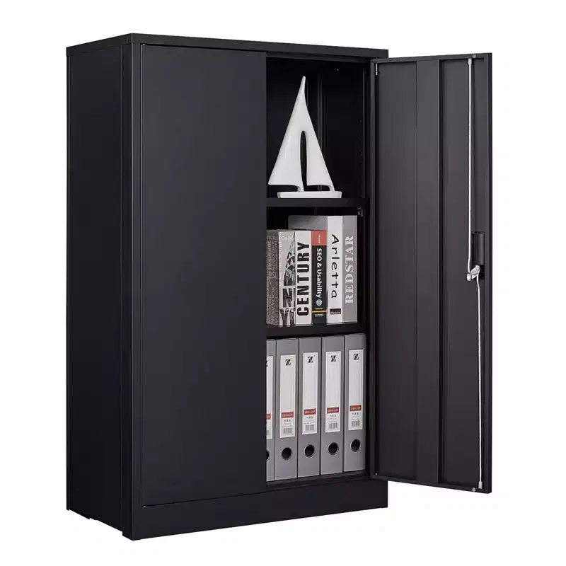 Metal Storage Cabinet, 42 Storage Cabinet with 2 Adjustable Shelves & 2 Lockable Doors for Office, Garage, Home