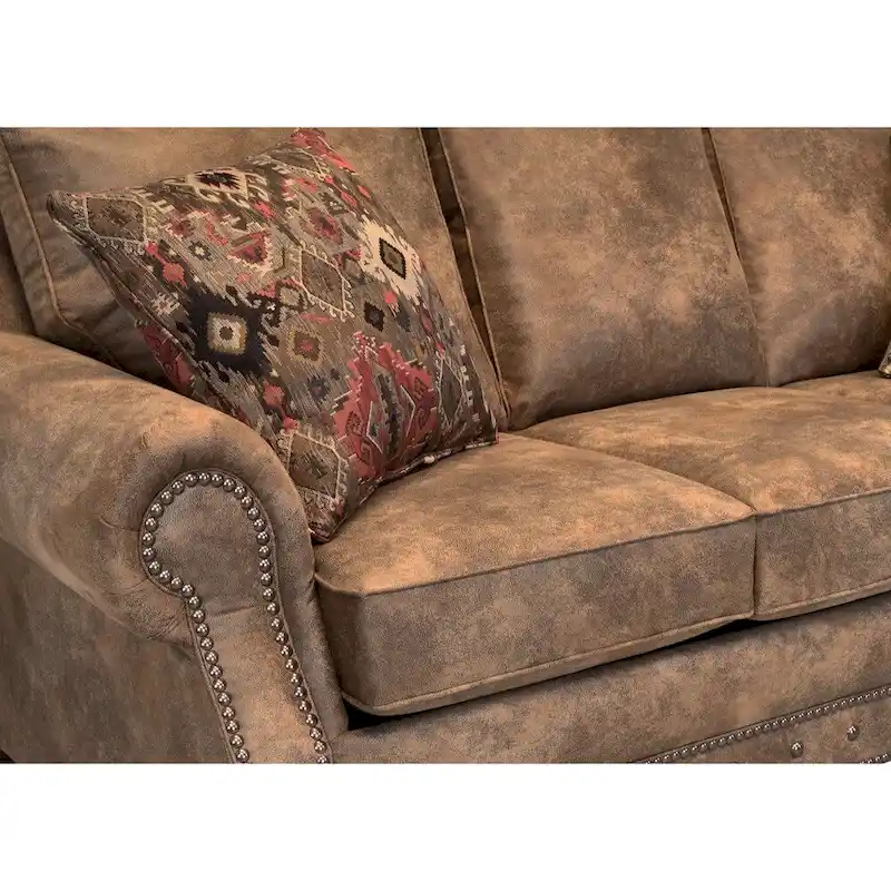 Rancho 2-pc. Rustic Brown Buckskin Sofa and Loveseat Set