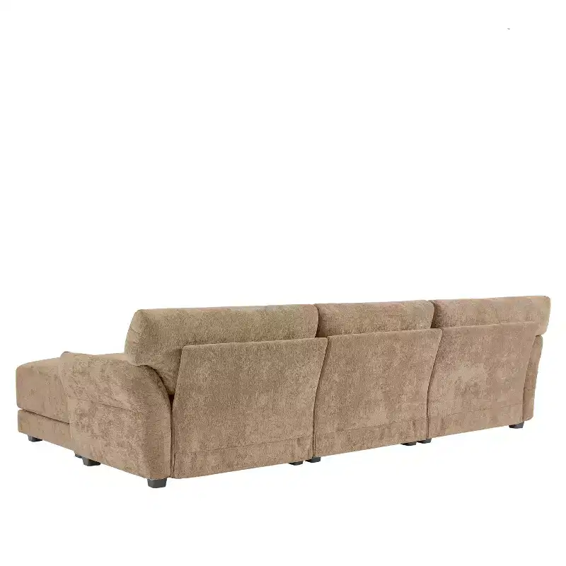 L-Shaped Sectional Sofa Set with Ottoman, 3-Seat Chenille Couch with Extra-Wide Seat and USB, 110