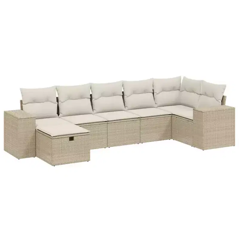 vidaXL 7 Piece Patio Sofa Set with Cushions Poly Rattan